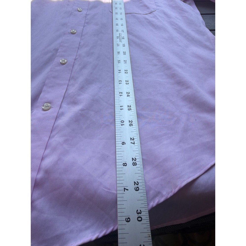 Lands' End pink men 16-35 long-sleeve button-down dress shirt interview outfit - Picture 8 of 8